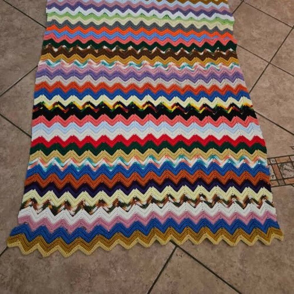 40" X 65" Multi-Colored Handmade Afghan Blanket